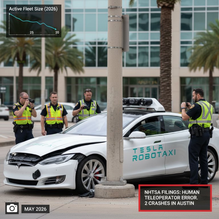 Tesla's Robotaxi Fleet Dwindles Amidst Human Error Crashes, Raising Serious Safety Questions