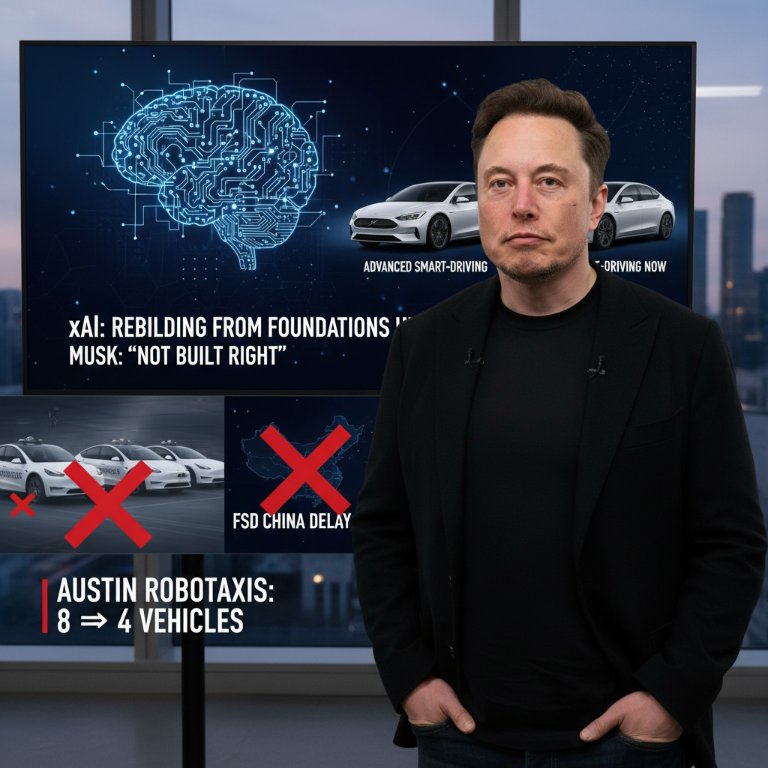 Musk's AI Reset: xAI 'Rebuilt From Foundations Up' As Tesla's Robotaxi Ambitions Retreat