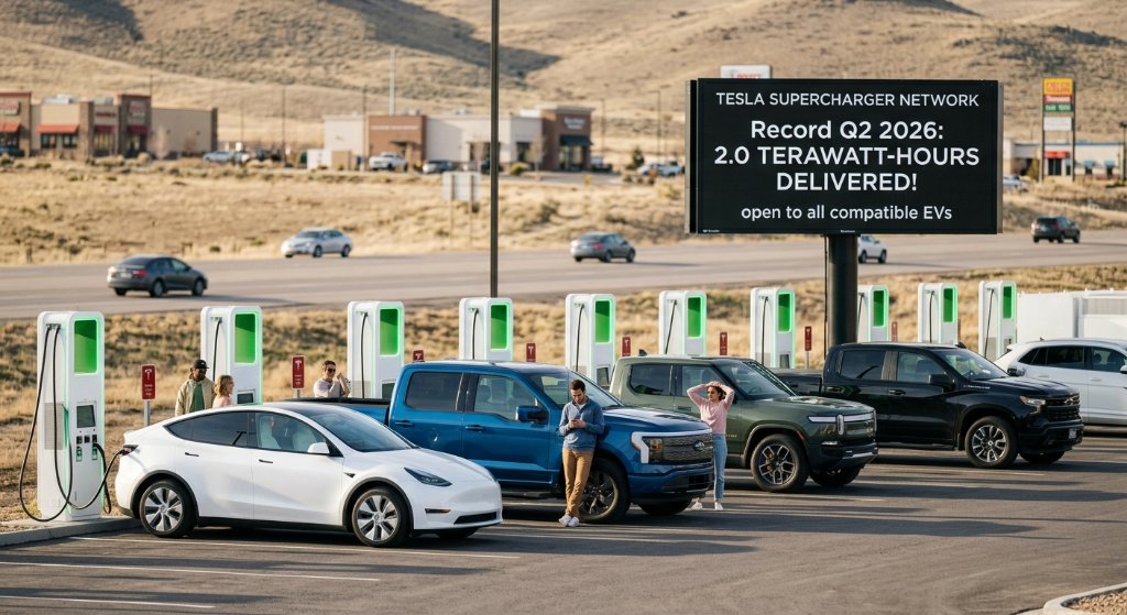 Power Surge: Tesla's Supercharger Network Shatters Records With 2.0 TWh Q2 as Charging Arm Transforms Into National Utility