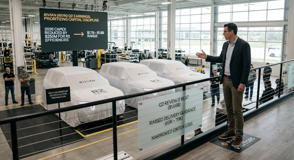 Rivian Beats Q2 Estimates, Slashes $250M in Capex as R2 SUV Launch Drives Path to Profit