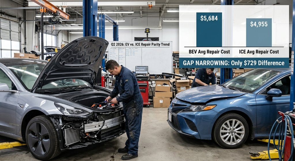 The EV Premium Evaporates: Collision Repair Costs Plunge to Near-Parity With Gas Cars