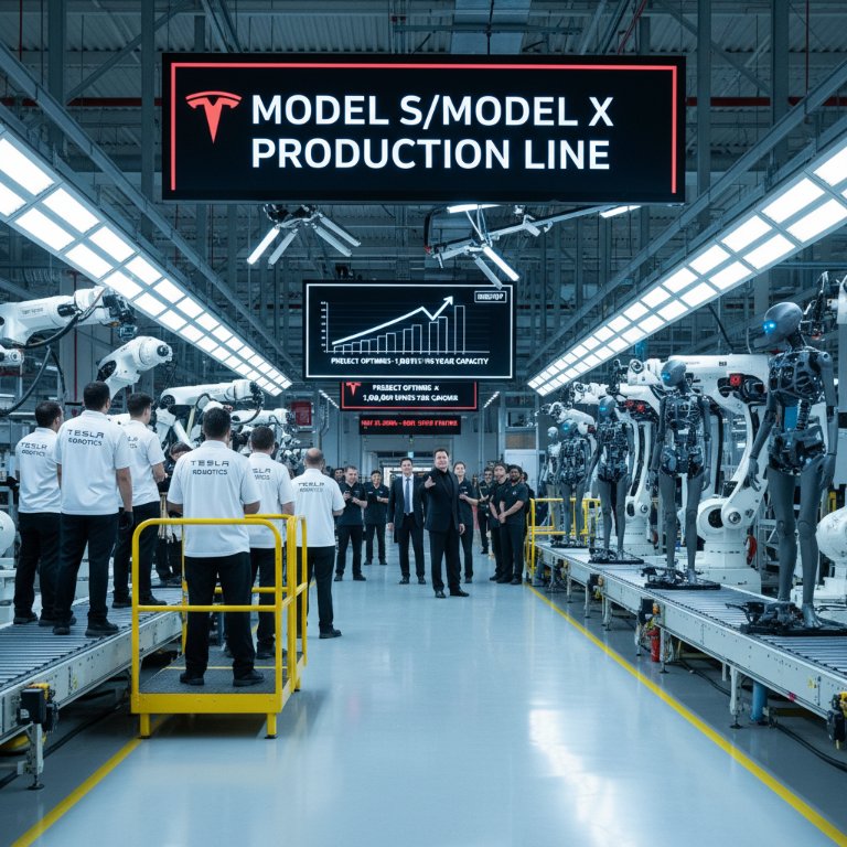 Tesla Unleashes the Machines: Fremont Sheds Model S and X for 1 Million Humanoid Robots Annually