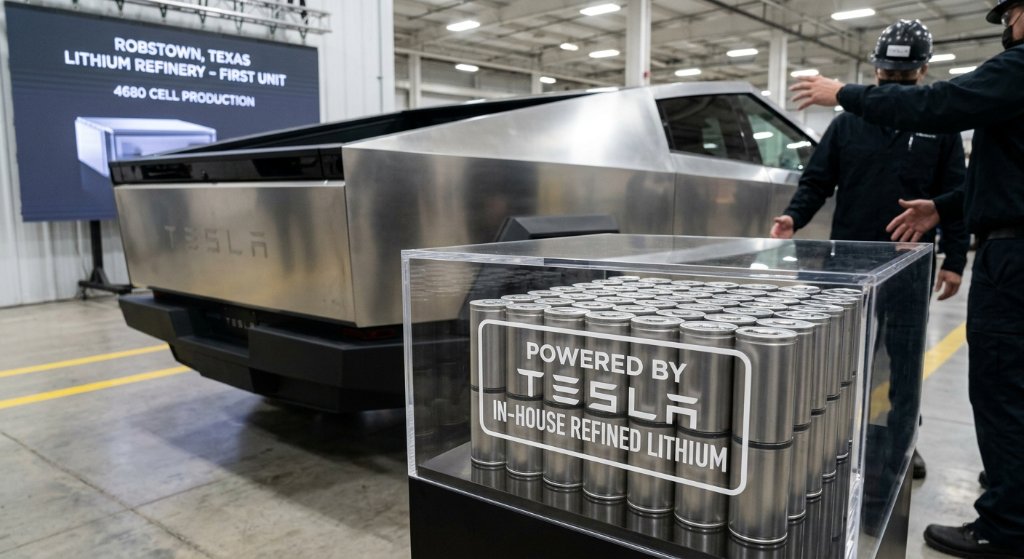 Tesla Rewrites the EV Playbook: First Cybertruck Built with In-House Refined Texas Lithium Rolls Off the Line