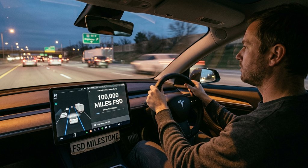 Tesla FSD Cracks 100,000-Mile Near-Perfect Autonomy Milestone as Key HW3-Saving Update Rolls Out