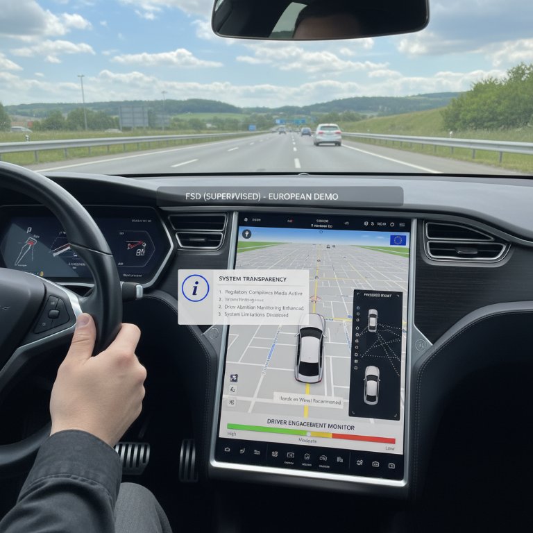 Tesla's European FSD Demos Hint at a More Transparent, Regulator-Friendly UI Future