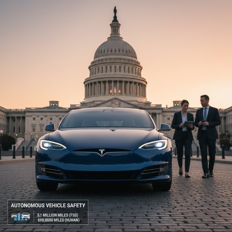 Tesla's FSD Safety Data Stuns Senate, Company Calls for Unified Federal AV Regulations